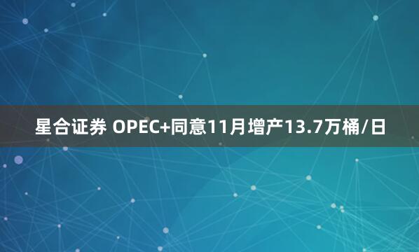 星合证券 OPEC+同意11月增产13.7万桶/日