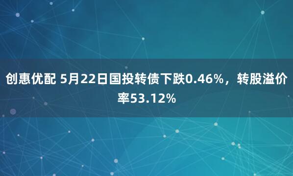 创惠优配 5月22日国投转债下跌0.46%,转股溢价率53.12%
