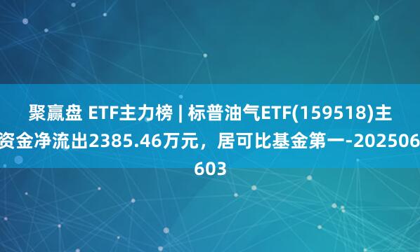 聚赢盘 ETF主力榜 | 标普油气ETF(159518)主力资金净流出2385.46万元，居可比基金第一-20250603