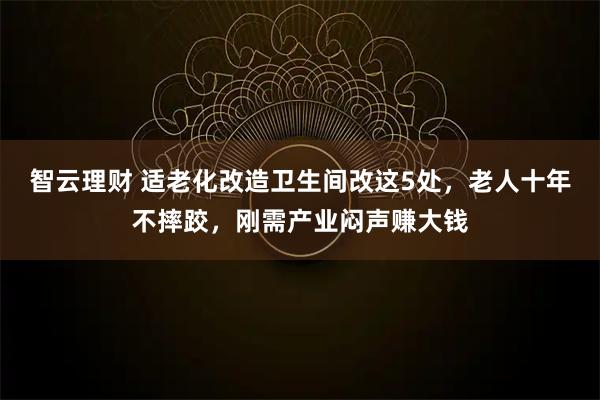 智云理财 适老化改造卫生间改这5处，老人十年不摔跤，刚需产业闷声赚大钱